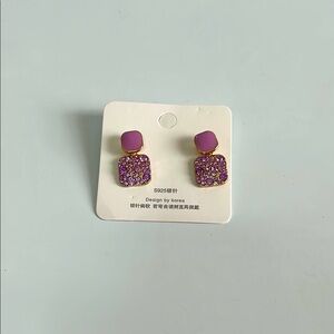 Elegant Purple and Gold Earrings